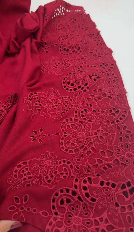 02-Piece Stitched Peach Leather Dhanak Embroidered