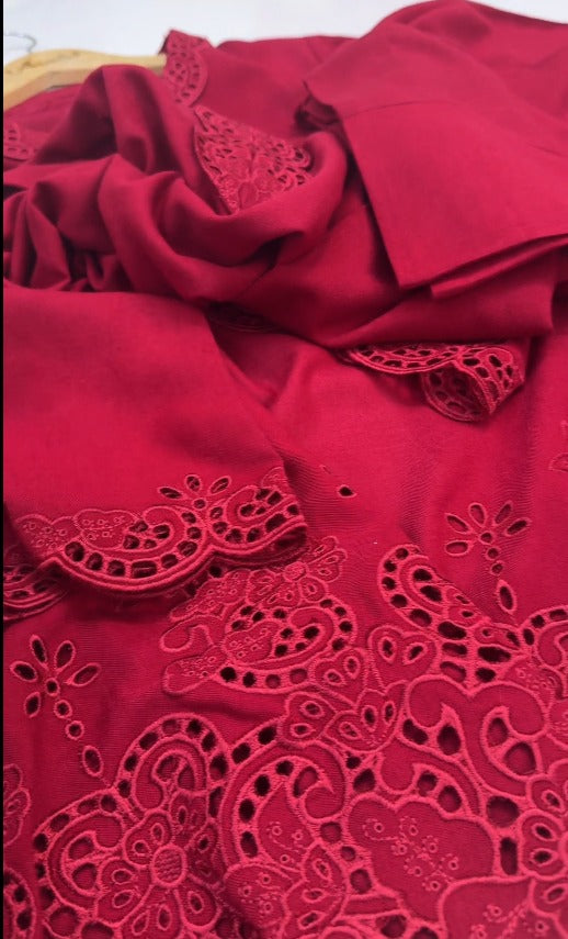 02-Piece Stitched Peach Leather Dhanak Embroidered