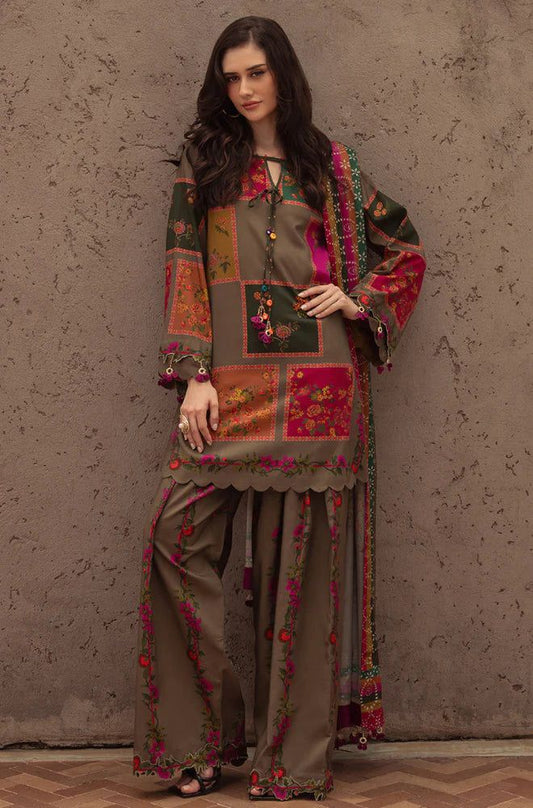 3PC Digital Printed Khaddar Unstitched Suit | Vibrant Winter Wear